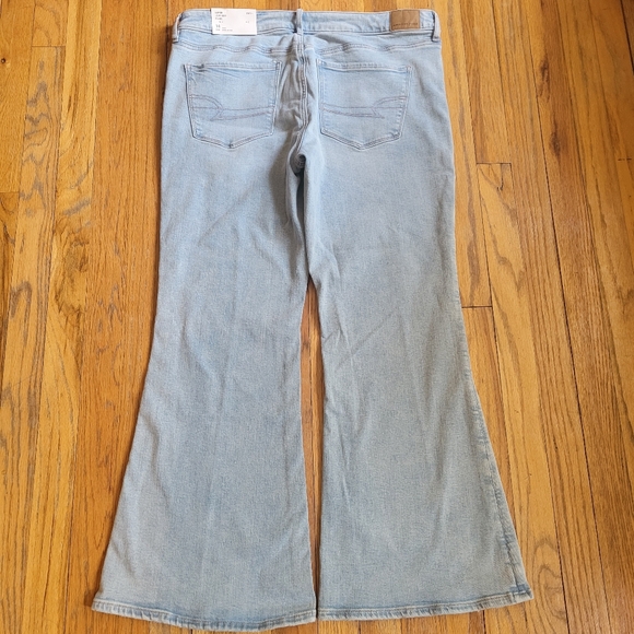 American Eagle Super Lowrise Flare Stretch Light Blue Flared Women Jeans Size 14 - Picture 9 of 14